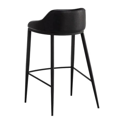 Astra Leather Lowback Barstool - LOOMLAN - SUNPAN - Bar Stools