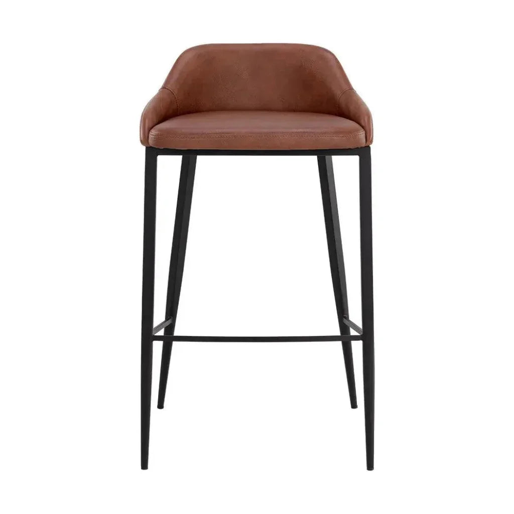 Astra Leather Lowback Barstool - LOOMLAN - SUNPAN - Bar Stools