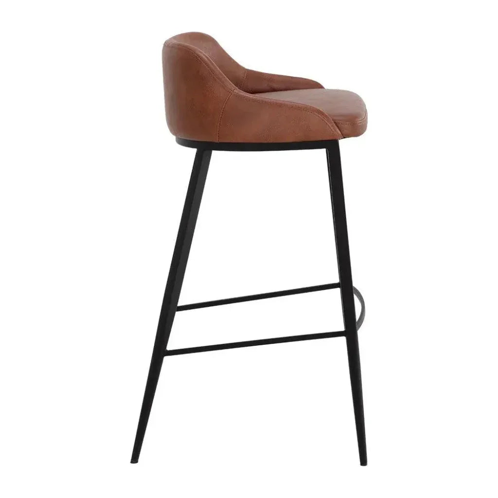 Astra Leather Lowback Barstool - LOOMLAN - SUNPAN - Bar Stools