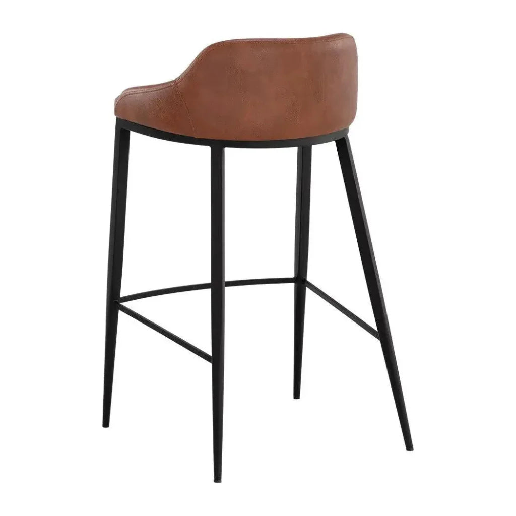Astra Leather Lowback Barstool - LOOMLAN - SUNPAN - Bar Stools