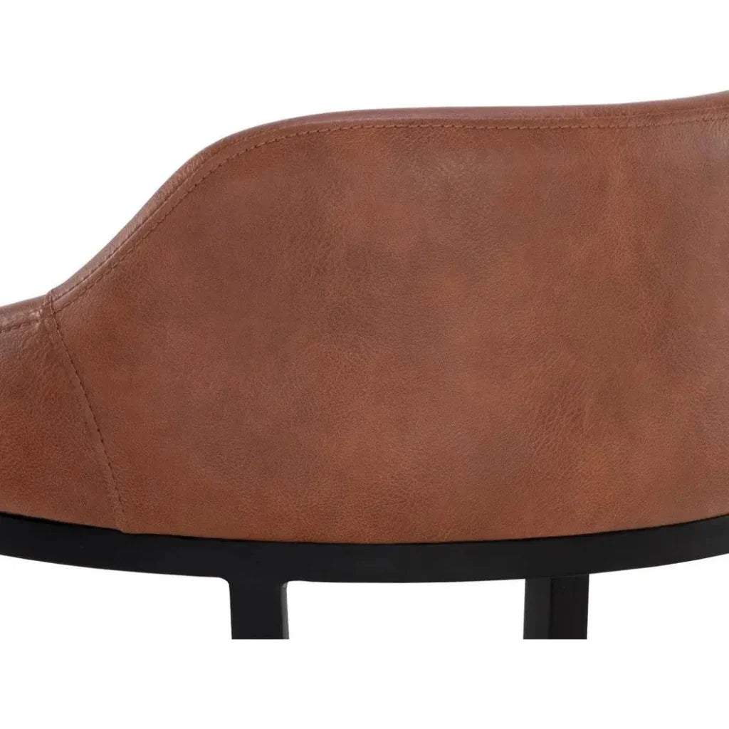 Astra Leather Lowback Barstool - LOOMLAN - SUNPAN - Bar Stools