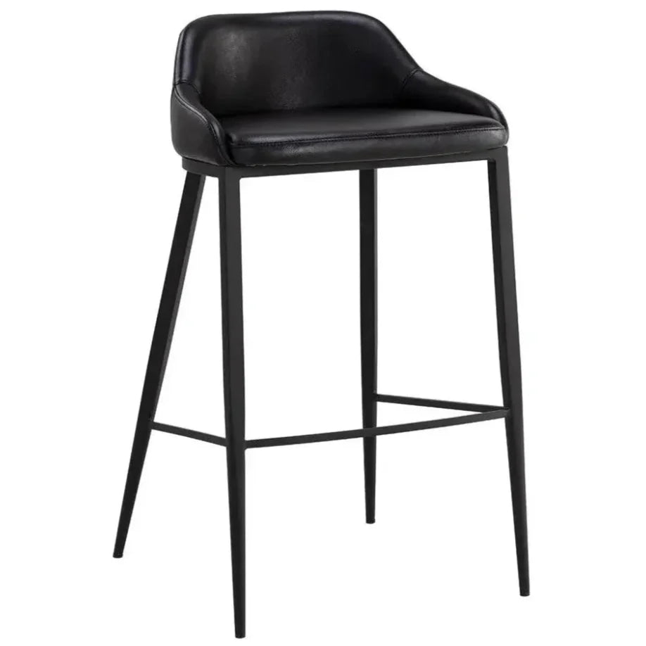 Astra Leather Lowback Barstool - LOOMLAN - SUNPAN - Bar Stools