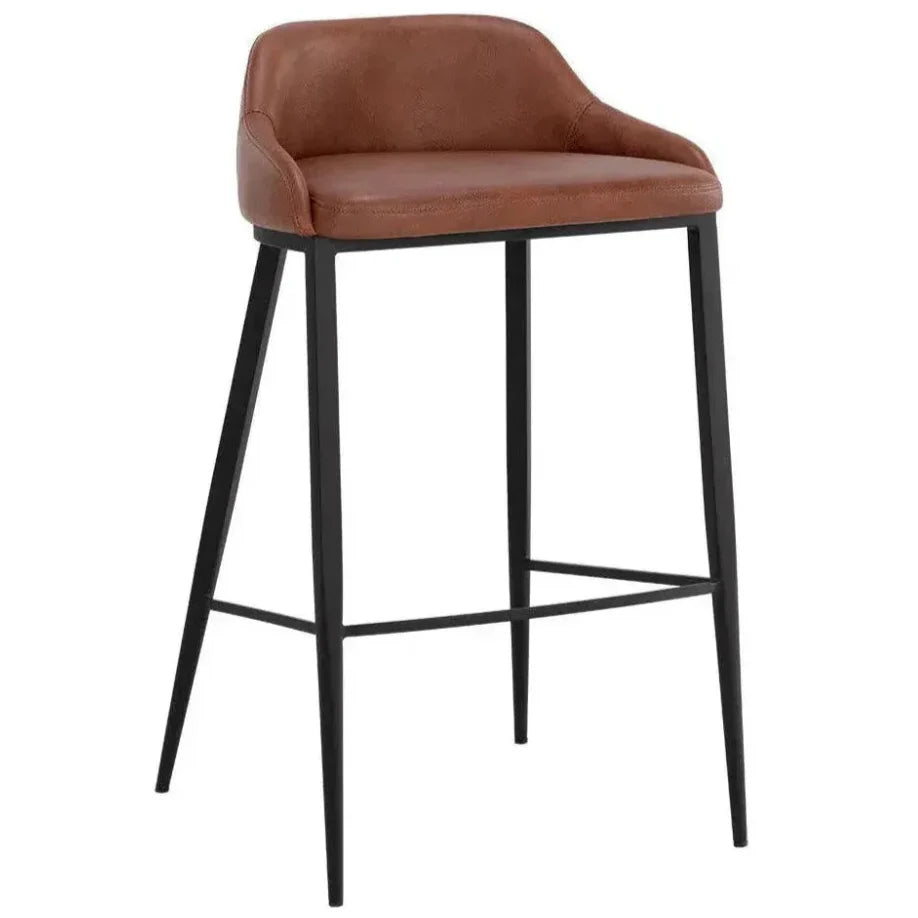 Astra Leather Lowback Barstool - LOOMLAN - SUNPAN - Bar Stools