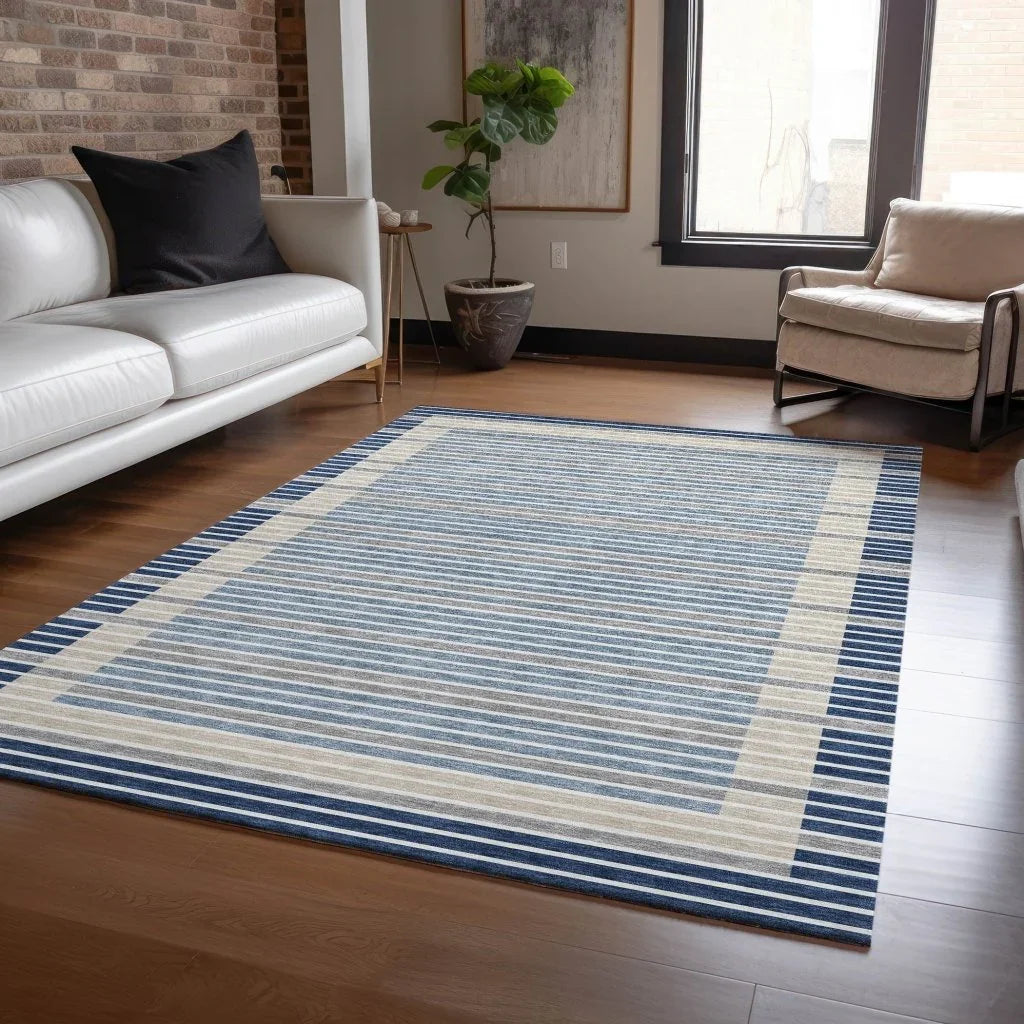 Asymira Blue Washable Indoor - Outdoor Rug - LOOMLAN - LOOMLAN Rugs - Outdoor Rugs