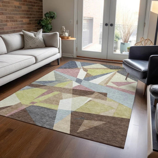 Asymma Brown Washable Indoor - Outdoor Rug - LOOMLAN - LOOMLAN Rugs - Outdoor Rugs