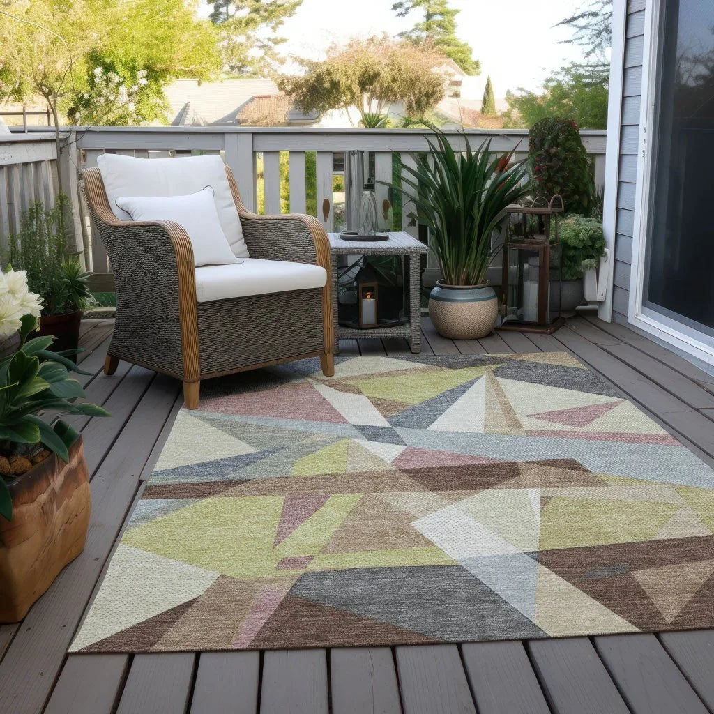 Asymma Brown Washable Indoor - Outdoor Rug - LOOMLAN - LOOMLAN Rugs - Outdoor Rugs