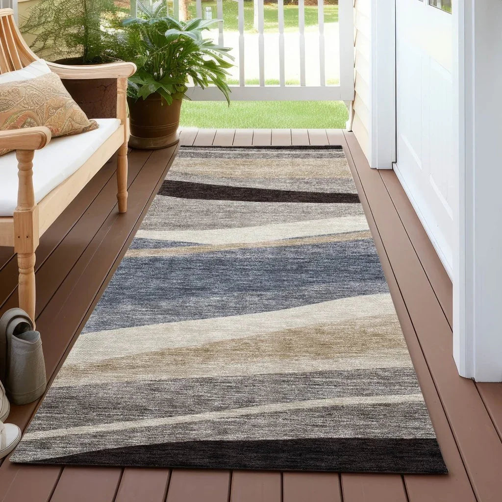 Athena Blue Washable Indoor-Outdoor Rug-Outdoor Rugs-LOOMLAN Rugs-LOOMLAN