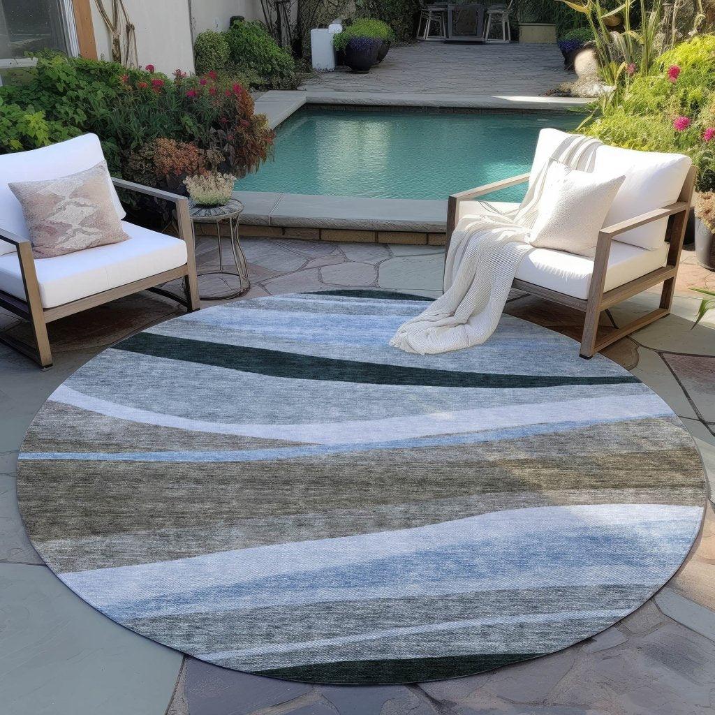 Athena Brown Washable Indoor-Outdoor Rug-Outdoor Rugs-LOOMLAN Rugs-LOOMLAN