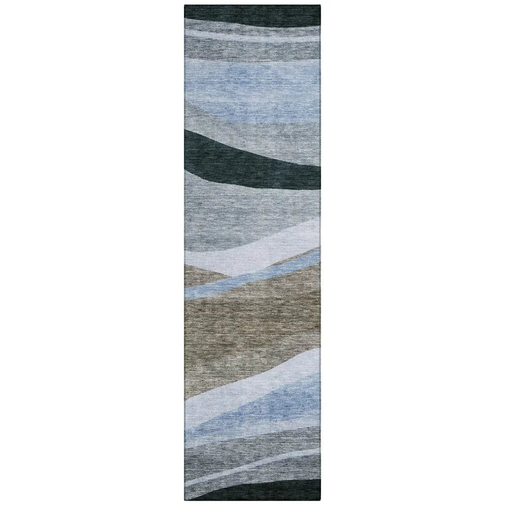 Athena Brown Washable Indoor-Outdoor Rug-Outdoor Rugs-LOOMLAN Rugs-2'3" x 7'6"-LOOMLAN