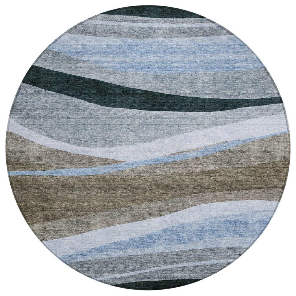 Athena Brown Washable Indoor-Outdoor Rug-Outdoor Rugs-LOOMLAN Rugs-8' x 8'-LOOMLAN