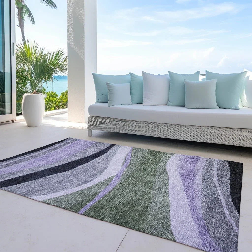 Athena Green Washable Indoor-Outdoor Rug-Outdoor Rugs-LOOMLAN Rugs-LOOMLAN