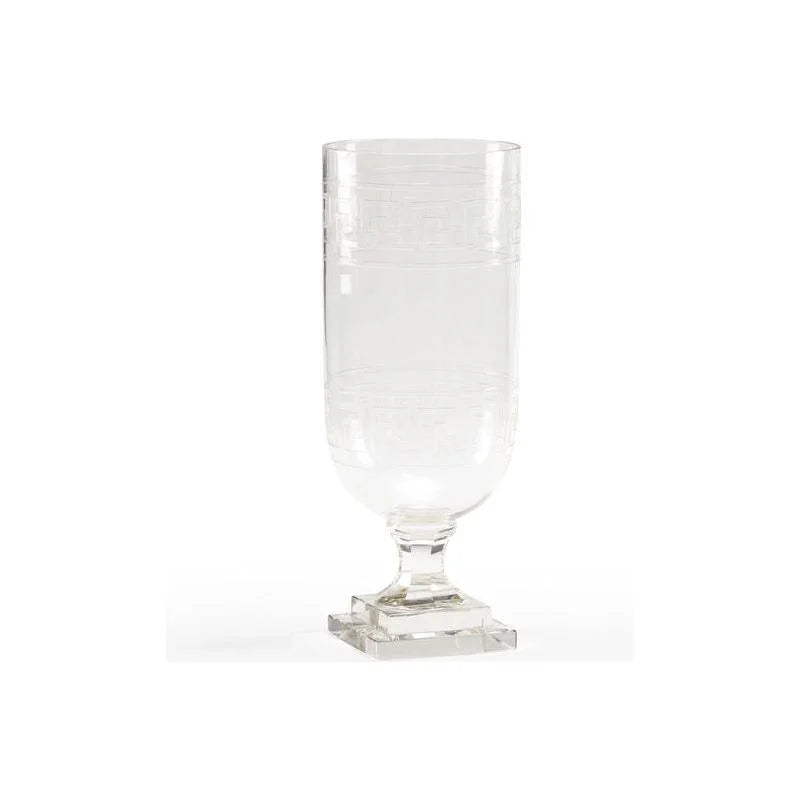 Athena Hurricane Crystal Greek Key Design Candleholder - LOOMLAN - Wildwood - Candle Holders