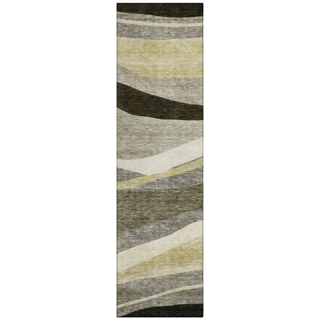 Athena Taupe Washable Indoor-Outdoor Rug-Outdoor Rugs-LOOMLAN Rugs-2'3" x 7'6"-LOOMLAN