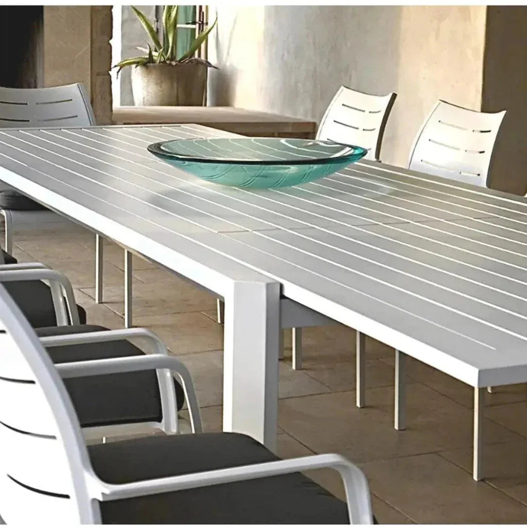 Athene White Outdoor Extendable Dining Table Set For 12-Outdoor Dining Sets-LOOMLAN-LOOMLAN
