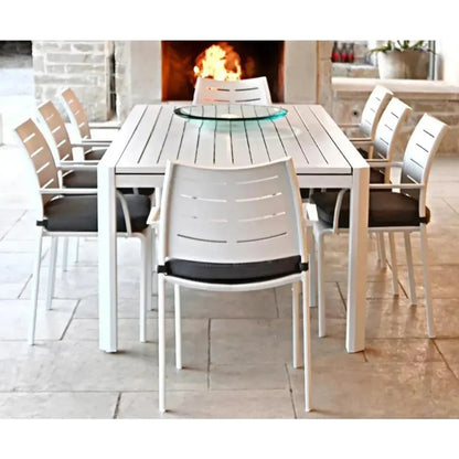 Athene White Outdoor Extendable Dining Table Set For 12-Outdoor Dining Sets-LOOMLAN-LOOMLAN