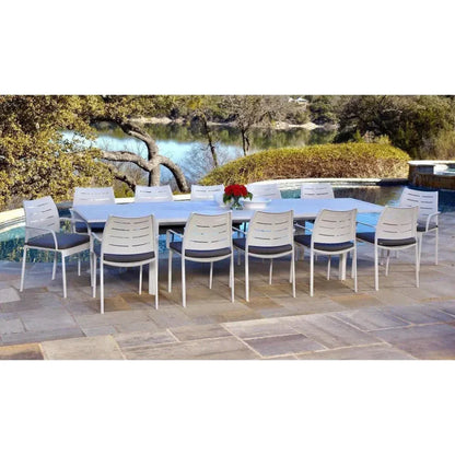 Athene White Outdoor Extendable Dining Table Set For 12-Outdoor Dining Sets-LOOMLAN-LOOMLAN