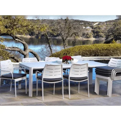 Athene White Outdoor Extendable Dining Table Set For 12-Outdoor Dining Sets-LOOMLAN-LOOMLAN