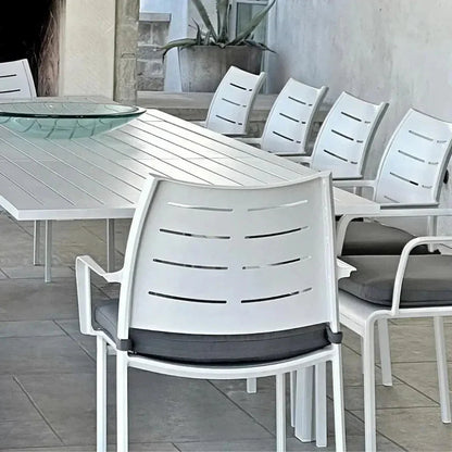 Athene White Outdoor Extendable Dining Table Set For 12-Outdoor Dining Sets-LOOMLAN-LOOMLAN