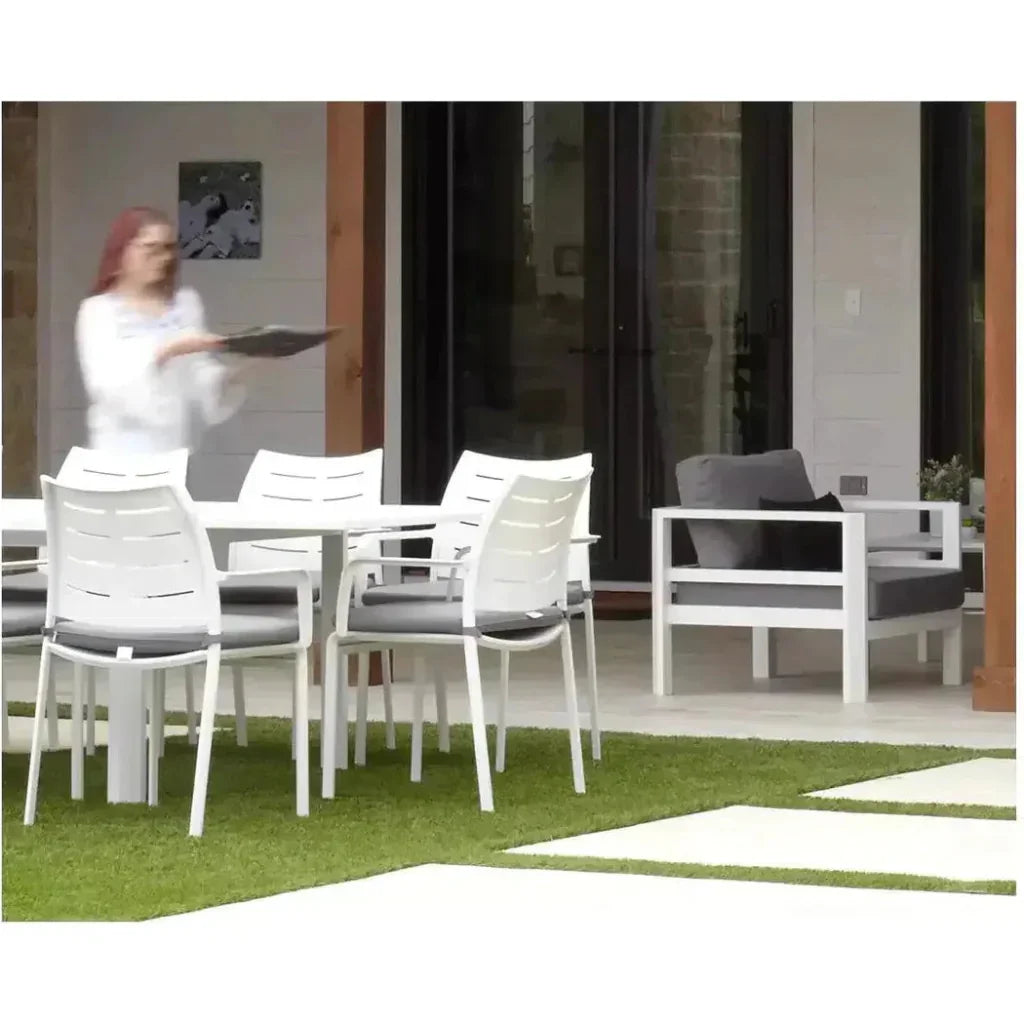 Athene White Outdoor Extendable Dining Table Set For 12-Outdoor Dining Sets-LOOMLAN-LOOMLAN