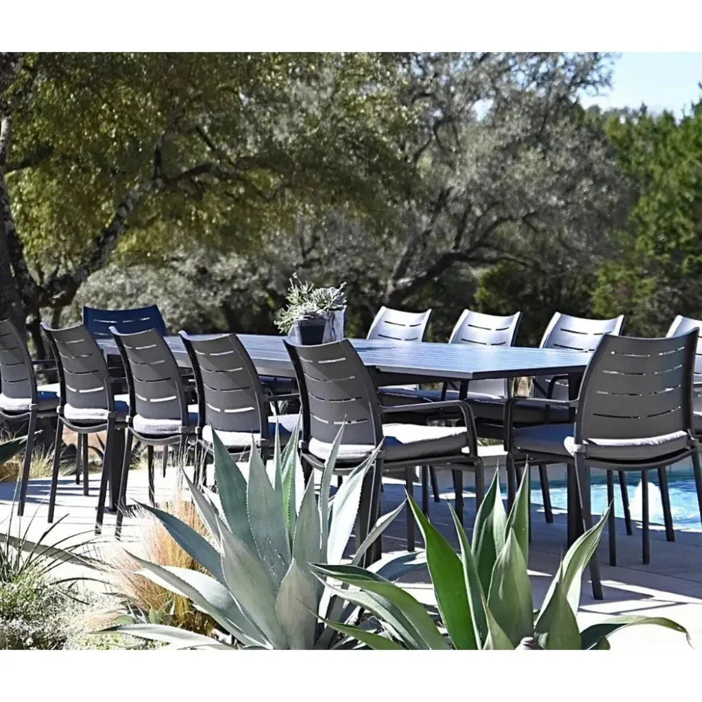 Athenes Black Outdoor Extendable Table Set With Chairs-Outdoor Dining Sets-LOOMLAN-LOOMLAN