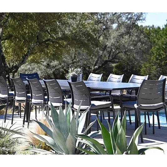 Athenes Black Outdoor Extendable Table Set With Chairs-Outdoor Dining Sets-LOOMLAN-LOOMLAN