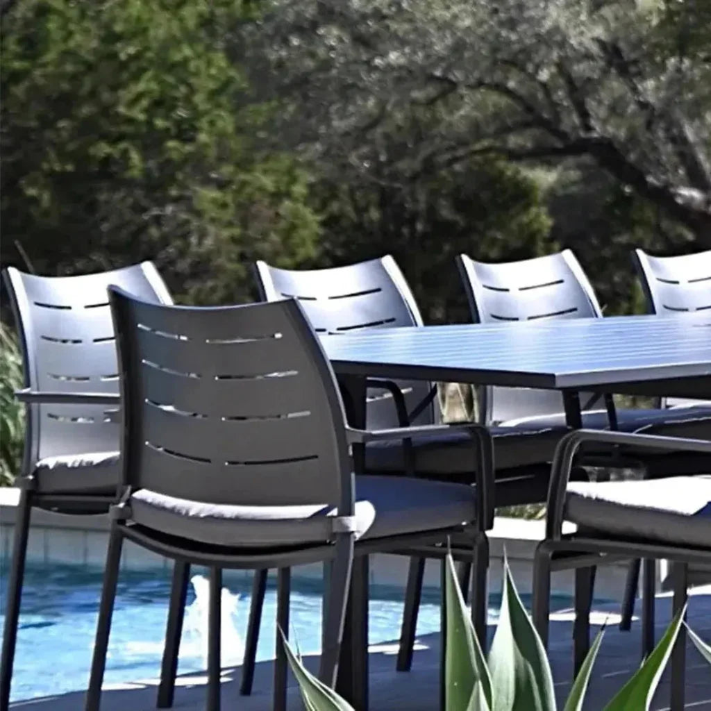 Athenes Black Outdoor Extendable Table Set With Chairs-Outdoor Dining Sets-LOOMLAN-LOOMLAN