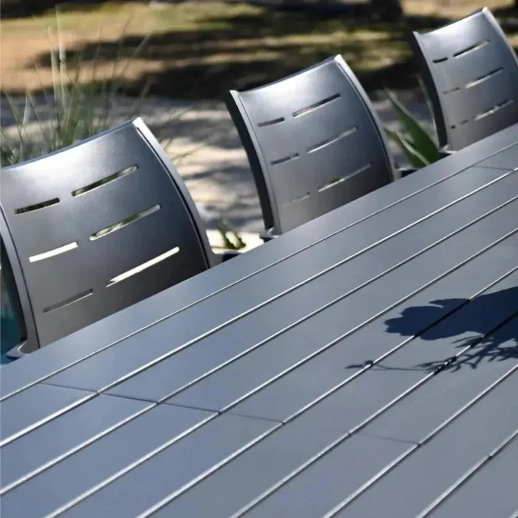 Athenes Black Outdoor Extendable Table Set With Chairs-Outdoor Dining Sets-LOOMLAN-LOOMLAN