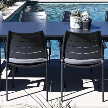 Athenes Black Outdoor Extendable Table Set With Chairs-Outdoor Dining Sets-LOOMLAN-LOOMLAN