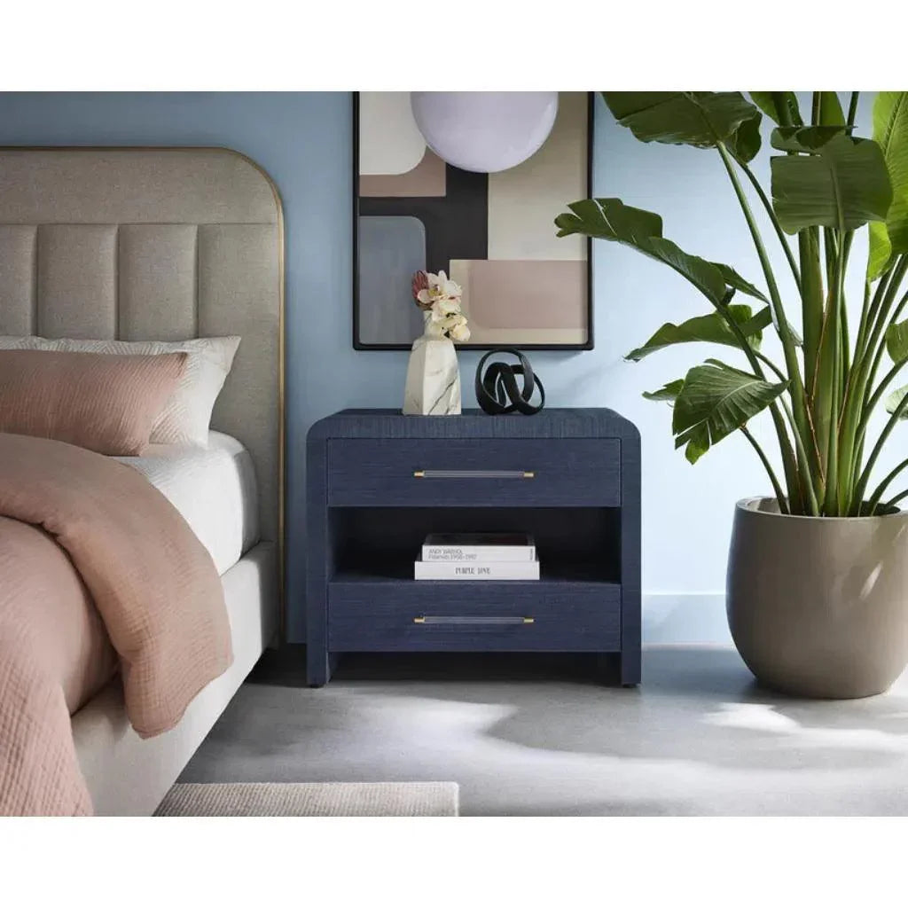 Atherton Wooden Framed Raffia Nightstand - LOOMLAN - SUNPAN - Nightstands