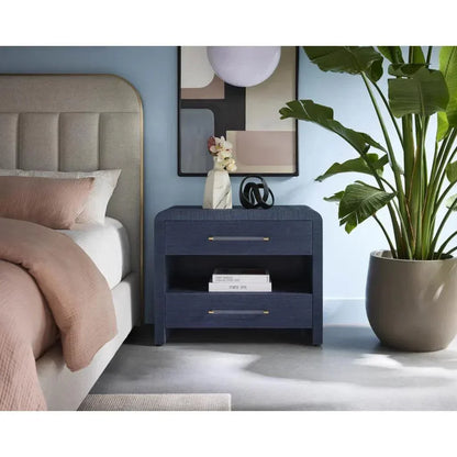 Atherton Wooden Framed Raffia Nightstand - LOOMLAN - SUNPAN - Nightstands