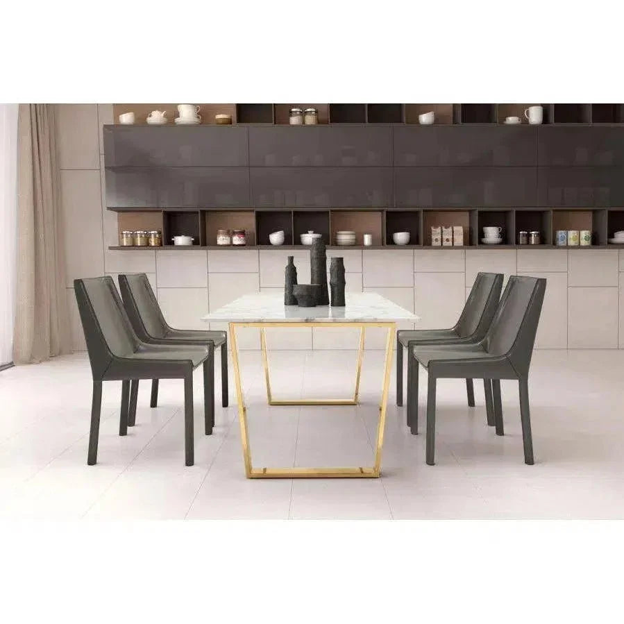 Atlas Dining Table White & Gold-Dining Tables-Zuo Modern-LOOMLAN