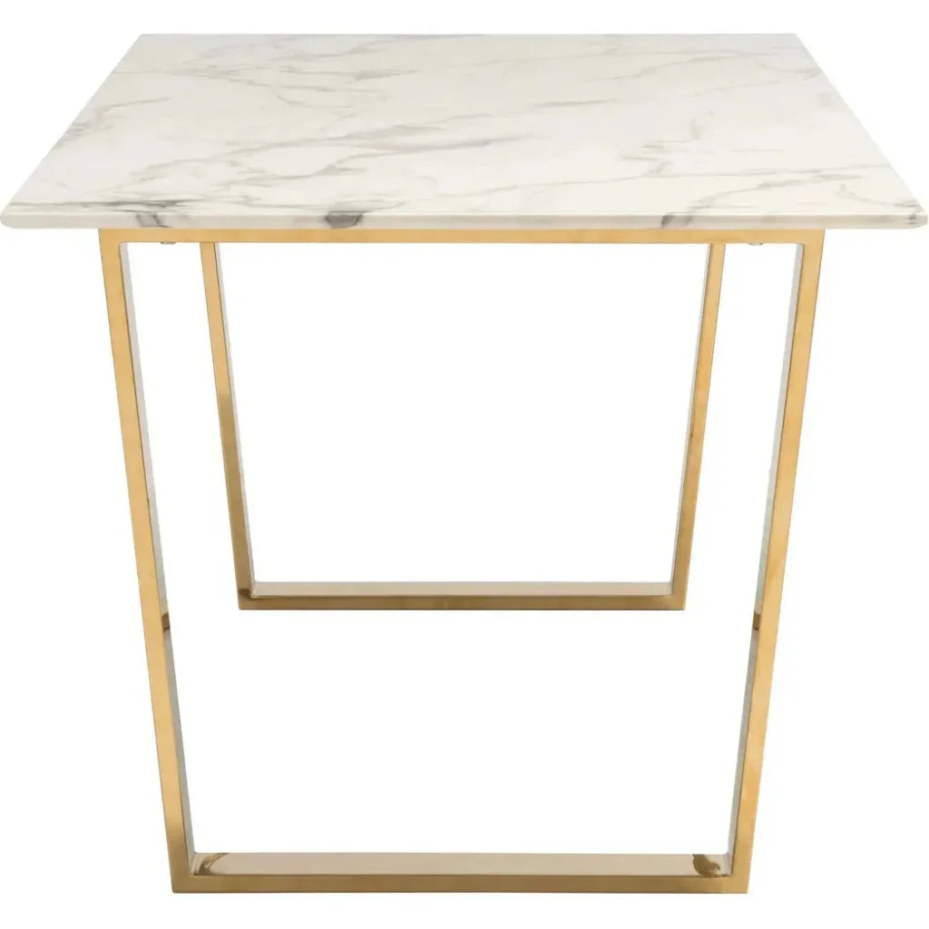 Atlas Dining Table White & Gold-Dining Tables-Zuo Modern-LOOMLAN