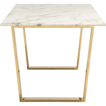 Atlas Dining Table White & Gold-Dining Tables-Zuo Modern-LOOMLAN