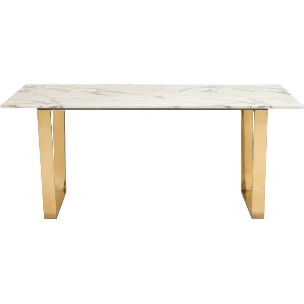 Atlas Dining Table White & Gold-Dining Tables-Zuo Modern-LOOMLAN
