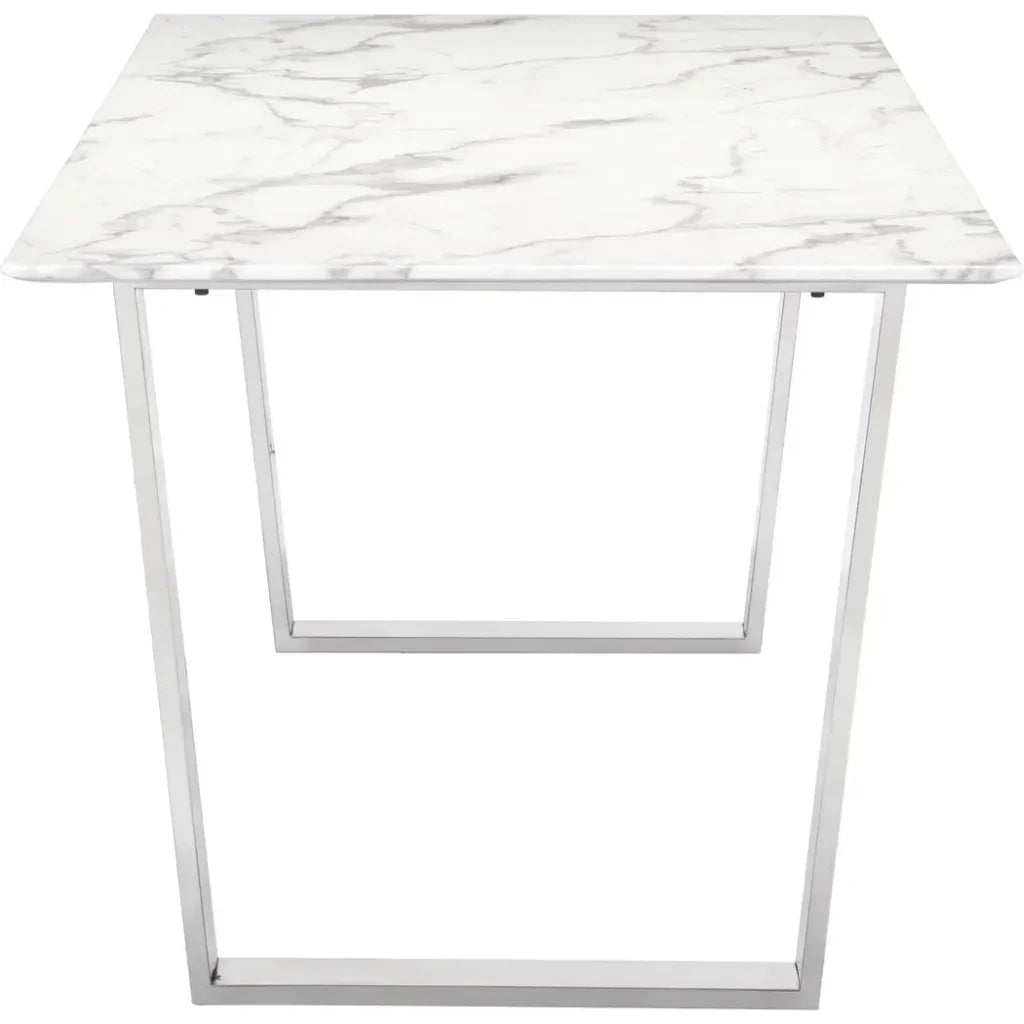 Atlas Dining Table White & Silver-Dining Tables-Zuo Modern-LOOMLAN