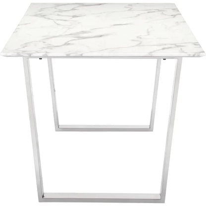 Atlas Dining Table White & Silver-Dining Tables-Zuo Modern-LOOMLAN