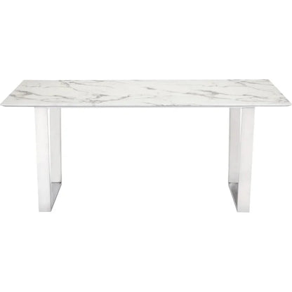 Atlas Dining Table White & Silver-Dining Tables-Zuo Modern-LOOMLAN