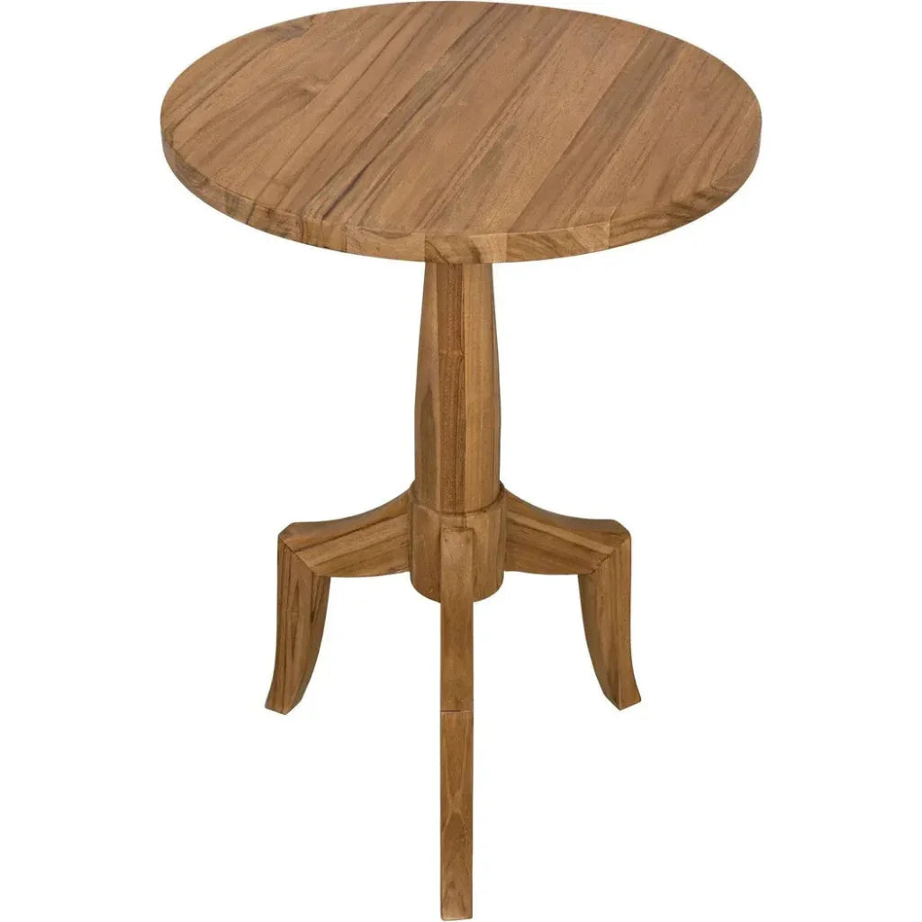 Atomic Natural Teak Wood Round Side Table - LOOMLAN - Noir - Side Tables
