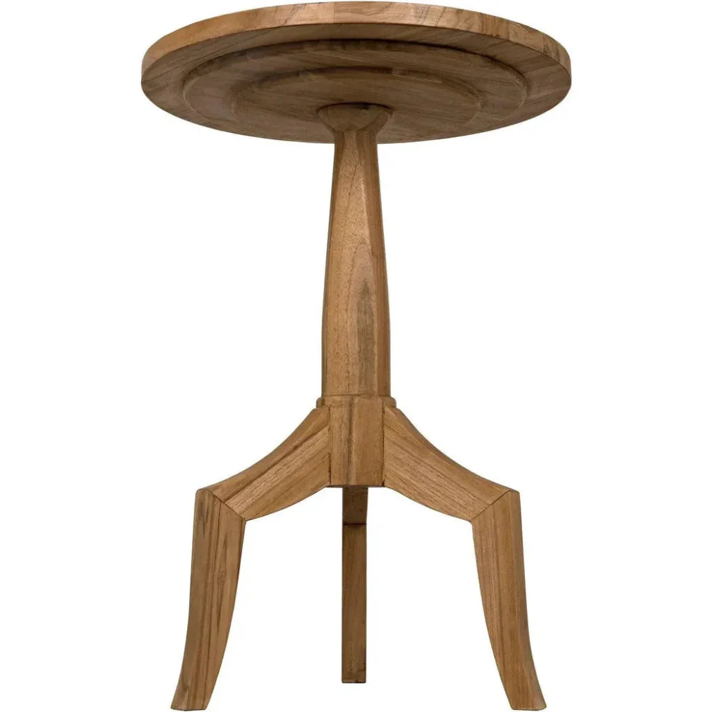 Atomic Natural Teak Wood Round Side Table - LOOMLAN - Noir - Side Tables
