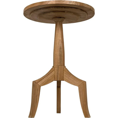 Atomic Natural Teak Wood Round Side Table - LOOMLAN - Noir - Side Tables