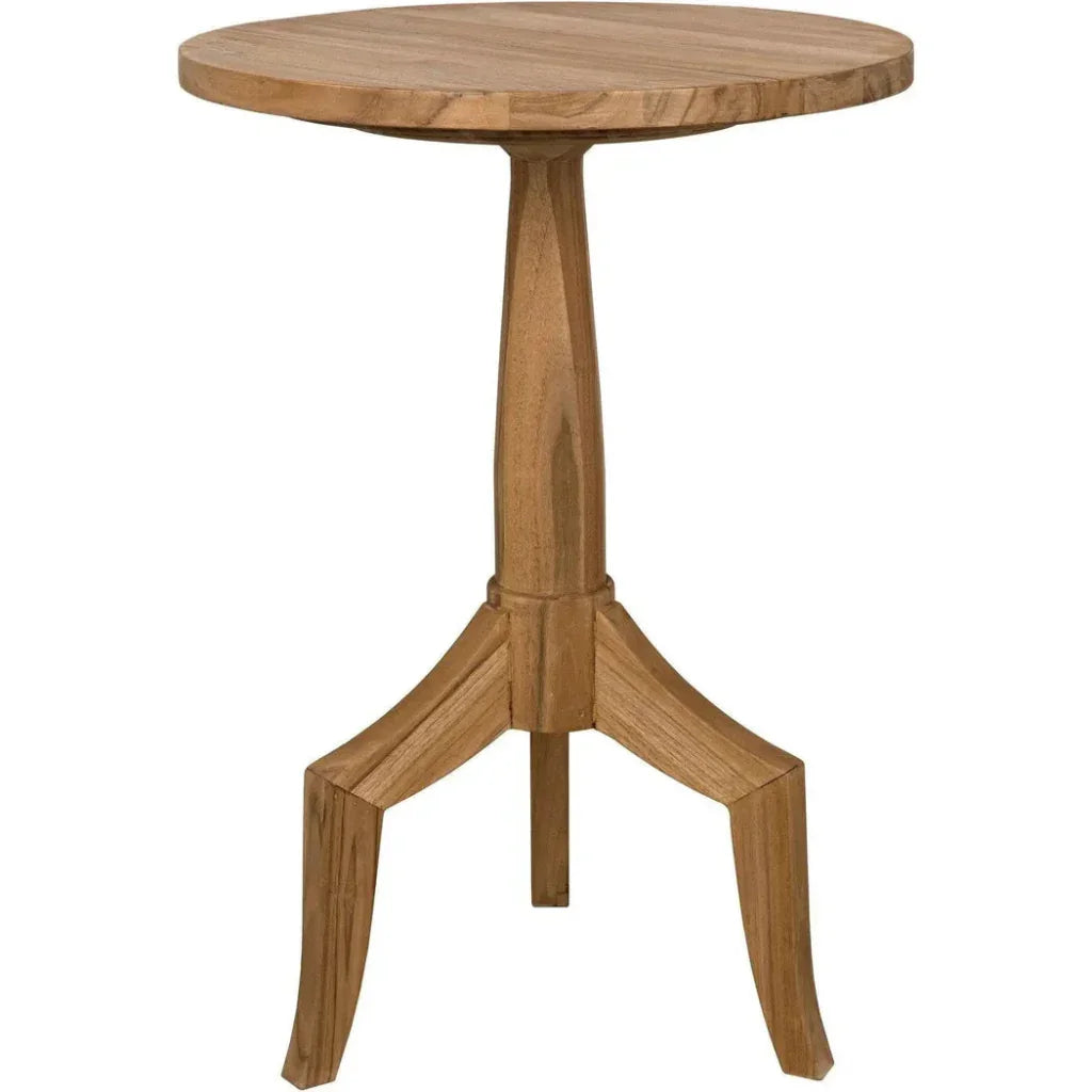 Atomic Natural Teak Wood Round Side Table - LOOMLAN - Noir - Side Tables