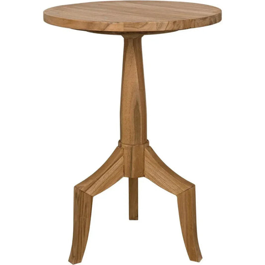 Atomic Natural Teak Wood Round Side Table - LOOMLAN - Noir - Side Tables