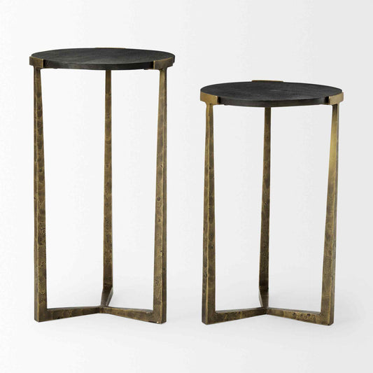 Atticus Black Wood Top Nesting Table (Set of 2)