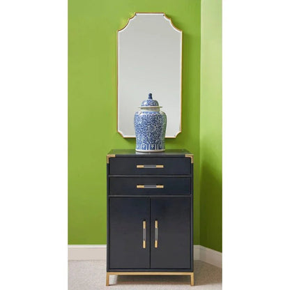Atticus Dark Blue Leather Wrapped Cabinet - LOOMLAN - Chelsea House - Accent Cabinets