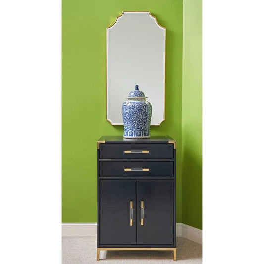 Atticus Dark Blue Leather Wrapped Cabinet - LOOMLAN - Chelsea House - Accent Cabinets