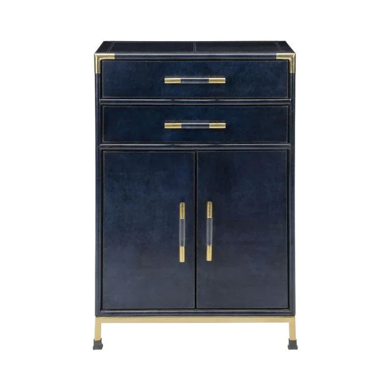 Atticus Dark Blue Leather Wrapped Cabinet - LOOMLAN - Chelsea House - Accent Cabinets