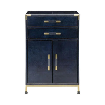 Atticus Dark Blue Leather Wrapped Cabinet - LOOMLAN - Chelsea House - Accent Cabinets