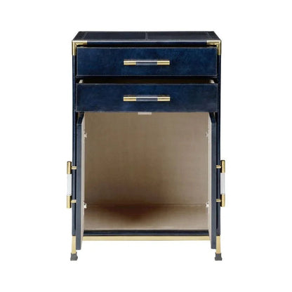 Atticus Dark Blue Leather Wrapped Cabinet - LOOMLAN - Chelsea House - Accent Cabinets