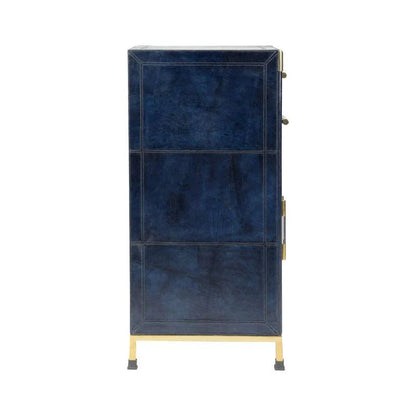 Atticus Dark Blue Leather Wrapped Cabinet - LOOMLAN - Chelsea House - Accent Cabinets