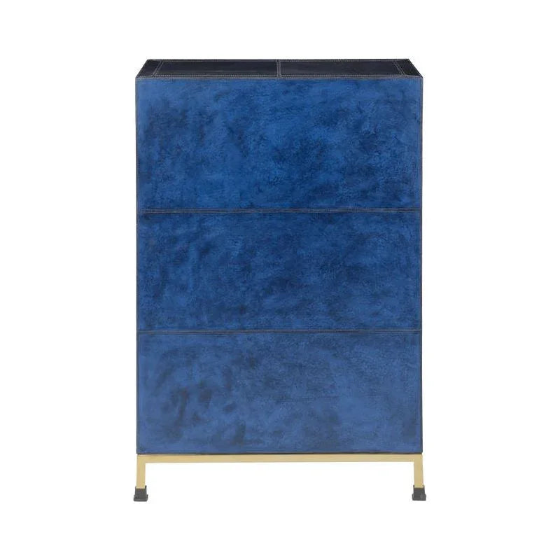 Atticus Dark Blue Leather Wrapped Cabinet - LOOMLAN - Chelsea House - Accent Cabinets